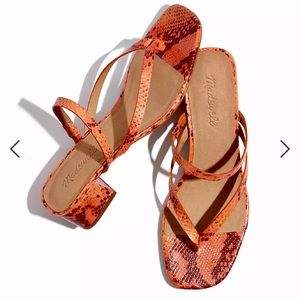 Madewell Orange Snake Print Shoes ‘Amber Sandals’